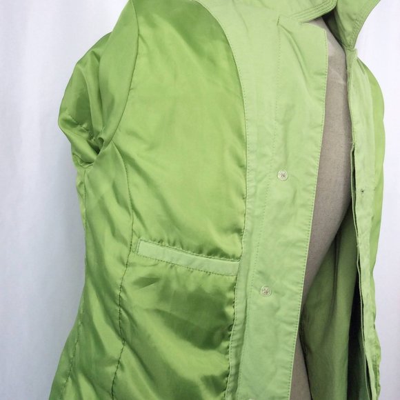 Eddie Bauer Trench Coat Womens Size XS Green Cotton Nylon Blend Mid Length - Picture 6 of 9
